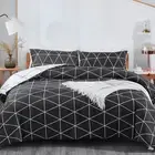 Atarashi Black King Size Comforter Set - 3 King, & White Geometric
