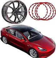 Rim Protector Alloy Wheel Protectors Car Wheel Rim Protector Ring Car Vehicle Wheel Rims Protectors Decor Strip 4 Pcs / 16-20In G20240113(Color:Red,Size:17in)(Red,17in)