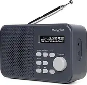 MangoKit MD2 DAB/DAB Plus Radio with Bluetooth, Digital Radio, FM Radio, Small Kitchen Radio with Mains Operation and Battery, Portable Dab Radio, Display, Alarms and Clock, Snooze Function, Dark Grey