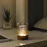 GZWANHANGMY Mini Soft Warm Light Lamp Battery Operated Portable Night Light with Timer, Small Glass Vintage Dim Sleep Nightlights, Battery Powered Wireless Night Lights for Adults (1), Gray, M2-1-4