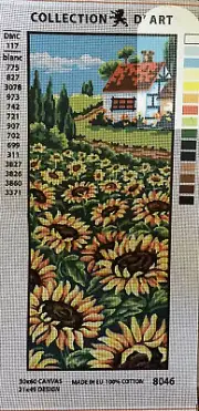needlepoint Tapestry Gobelin Canvas Only 30x60 Cm Sunflowers