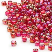 200 Ruby Red Rainbow Silver Lined Matsuno 6/0 Glass Seed Beads Spacer Beads
