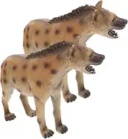 KICHOUSE 2pcs Simulated Hyena Toy Figures African Wildlife Animal Models Plastic Hyena Toys for Kids Ideal for Education Play and Collection