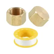 2pcs Pipe Fitting Caps G1/4" Female Thread Outer Hex with 9.5M Sealant Tape