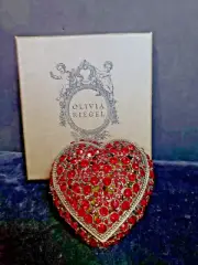 OLIVIA REIGEL RED RHINESTONE HEART SHAPE TRINKET BOX BEAUTIFUL!