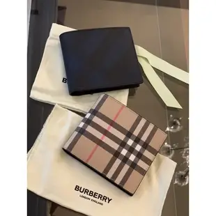 Limit精品✔️Burberry 經典黑藍菱格紋、經典卡其格紋設計 男生 短夾 無盒