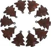 Operitacx 10pcs Rustic Jingle Bells Christmas Tree Shaped Ornaments for DIY Crafts Handmade Vintage Pendant Charms for Wreaths Holiday Decor Durable Versatile Holiday Decorations