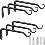 Worth Garden 6 Pack 7" Plant Hanger Bracket Wrought Iron Wall Hook Hanging Heavy Duty Plant Hooks Durable and Stable for Bird Feeders, Planters Indoor & Outdoor - K506A00