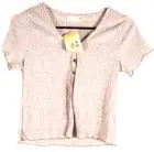 Forever Rose Couture women's large gray 3 button crop top NWT