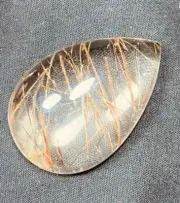 121.82cts Natural Untreated Rutilated Quartz Pear Cab Loose Gemstone