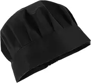 [AKOOSY] 2pcs Chef Cap for Adult Adjustable Baker Kitchen Cooking Chef Hat Cotton Hat Unisex Food Service Caps Black