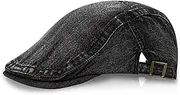 [YAMEIZE] Retro Denim Flat Cap Beret for - Men Ivy Peaky Cap Washed Denim Newsboy Hat Baker Boy's Hat Hat Cabbie Flat Cap Driving