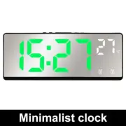 Digital Alarm Clock Adjustable Brightness Voice Control LED Mirror Electronic☆