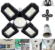 150W E27 LED Light Bulb, Deformable Light Fixtures Ceiling Lights with B22 Bayonet Adaptor to E27 Adaptor, 6000K Light Bulb for Living Room, Balcony, Garage，Basement, Workshop, Warehouse, (150W)