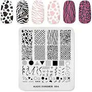 Alexnailart Nail Stamping Plate Summer Theme Image Printing Design Templates Geometry Leopard Zebra Pattern Multiple Pattern Manicure Design Stencil DIY Nail Art Stamping Tools (SU004)