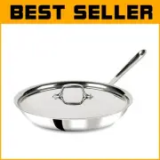 Durable 12-Inch Stainless Steel Frying Pan with Lid – Perfect for All Stovetops