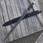 Custom Handmade Damascus Steel battle ready Viking Sword With Walnut wood handle