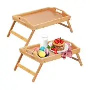 Bed Tray Table with Foldable Legs,Breakfast Tray with Handles Medium Bamboo