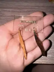 Vintage Kramer Gold Tone Hammered Leaf Earrings J1