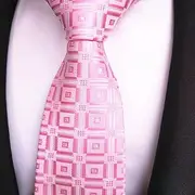 Tie Pink, Silver Striped tie, Men's Casual Business Tie Necktie