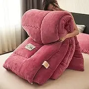 KCCRHIN Double Sided Velvet Comforter Super Warm Comforter Core Thickened Soft Comforter King Queen Size Quilt Core Fluffy Quilt Blanket Winter Warm Comforter Without Cover,Pink,200 * 230cm/4kg