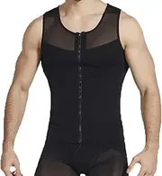 Waist Trainer Vests for Men's, Breathable Workout Compression Shirt Zipper - Summer Slimming Shapewear Baselayer