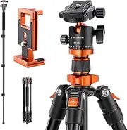 K&F Concept 62 inch DSLR Camera Tripod with Monopod + Aluminum Alloy Quick Release Plate for Camera and Cellphone K254A1+BH-28L 2-in-1 Quick Release Plate Kits (SA254M1)