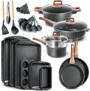 Bakken-Swiss 20-Piece Kitchen Cookware Set – Granite Non-Stick – Eco-Friendly –