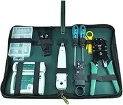 Ethernet LAN RJ11 RJ45 CAT5 Cable Tester Network Analyzer Wire Crimping Crimper Stripper Tool Kit Screwdriver Punch-down Networking Tools Set