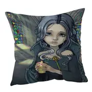 Dark Art Goth Alannah the Cathedral Caretaker Girl Cushion Cover