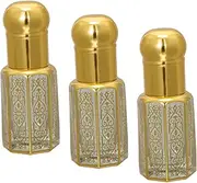 Yardenfun 3pcs Roller Perfume Bottles Glass Essential Oil Containers with Dropper for Perfume Massage Oils Easy Refill for Travel and Home Use