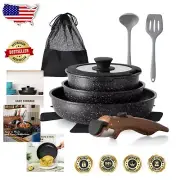 Versatile Detachable Handle Cookware Set - 10 Pieces Non-Stick & Induction Ready