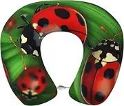 LHBWCVN Travel Neck Pillow for Airplanes Comfort Head and Neck Support Memory Foam - U-Shaped Neck Travel Pillow for Sleeping Red Ladybug Neck Pillows for Flight Headrest Sleep