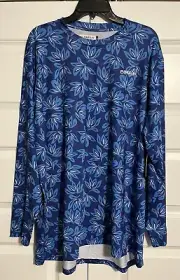 Magellan Fish Gear Boyfriend Fit LS Shirt Women’s Plus Sz XXL Blue Floral NWT