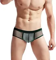 [Generic] Men's Sexy Underwear See Through Mesh Funny Brief U Convex Pouch Leather Underpants Shorts