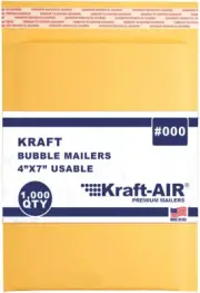 Kraft Bubble Mailer #000 ( 4"x7" ) 1,000 QTY SHIPS TODAY CALIFORNIA