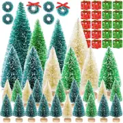 56 Pcs Artificial Mini Christmas Trees Set - Miniature Sisal Frosted Christma...