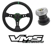 VMS GREEN STEERING WHEEL & GUNMETAL QUICK RELEASE HUB KIT FOR HONDA CIVIC EG (for: Honda Civic)