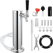 [Ferroday] Single Beer Tap Draft Beer Tower, Stainless Steel Kegerator Parts Kit with Brass Faucet Stainless Core Keg Tap, Preassembled Line Keg Tower, 3" Kegerator Tower for Countertop and Kegerator