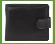 Milleni Men's 11cm Leather Flat Wallet Money/Card Holder ID Window Bifold Black