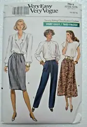 Vogue Skirt Pant Pull On A Line 7677 Sz 14 16 18 20 Very Easy Pattern Uncut