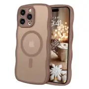 Telaso for iPhone 15 Pro Max Case, Compatible with Magsafe Wave Frame Brown