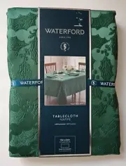 Waterford 70 x 84 Tablecloth Green Holly Formal Christmas Holiday Jacquard Sprig