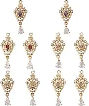 [SHIDXIB] 10Pcs Baroque Style Vintage Pendant Inlaid Shiny Zircon Copper Pendant DIY Party Jewelry Gifts DIY Accessories, Metal,Zircon, metal,zircon