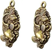 VALICLUD 2pcs Brass Fish Keychain Pendant Vintage Carp Hanging Decor for Unique Lightweight Portable Keyring for DIY Accessories and Home Decoration