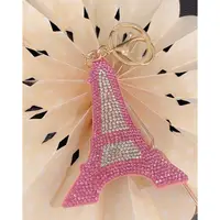 在飛比找蝦皮購物優惠-閃亮粉紅色巴黎鐵塔鑰匙圈