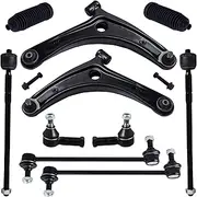 TUCAREST 10Pcs Suspension Kit Fit For Mi-tsubishi 08-17 Lancer, 07-20 Outlander, 2 Front Lower Control Arm w/Ball joint + 4 Outer Inner Tie Rod + 2 Sway Bar + 2 Boots [# K620548 K750385 EV800638]