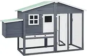 Chicken Coop with Nest Box Grey and White Solid Fir Wood