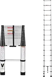 Telescoping Ladder 14.5FT,BOWEITI Extension Ladder One Button Retraction,Aluminum Collapsible Ladder Slow Down Design for Home RV Loft,330 lbs Max Capacity