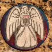 Angel Heart Coaster Raku Pottery, handmade, handsigned - NEW